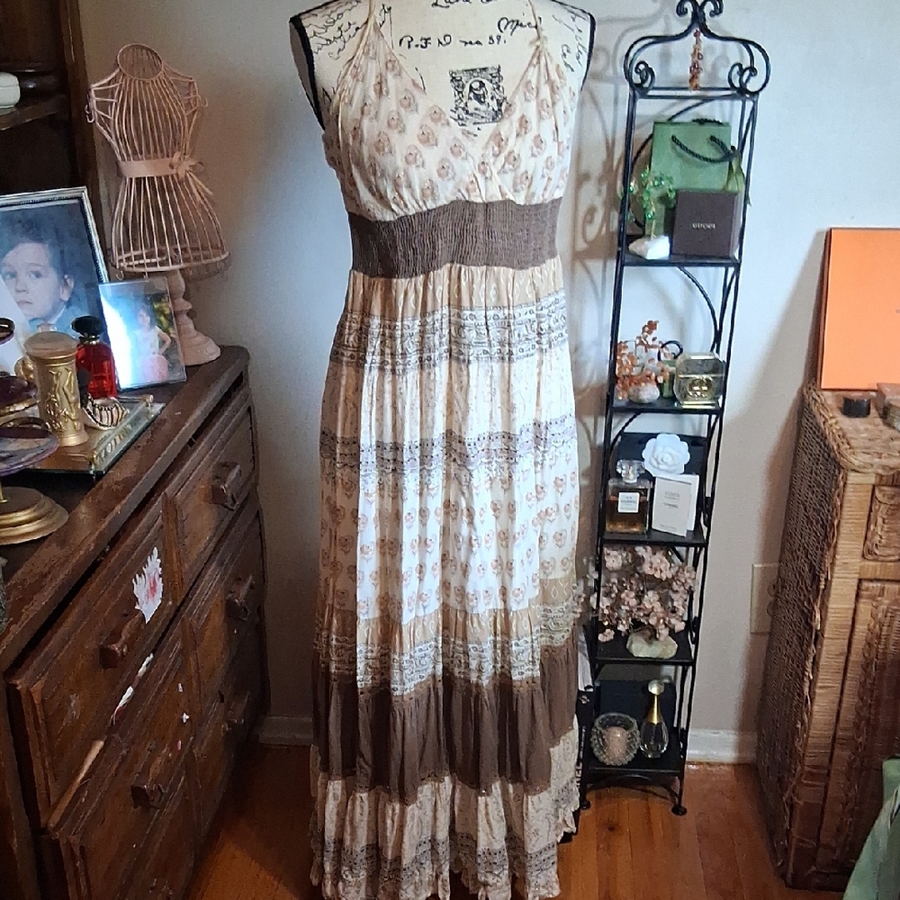 Vintage Chaudry Bohemian Floral Maxi Dress Size Large
